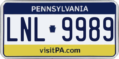 PA license plate LNL9989