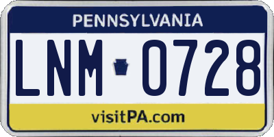 PA license plate LNM0728