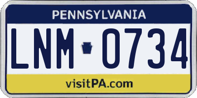 PA license plate LNM0734