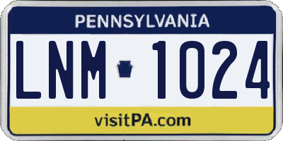 PA license plate LNM1024