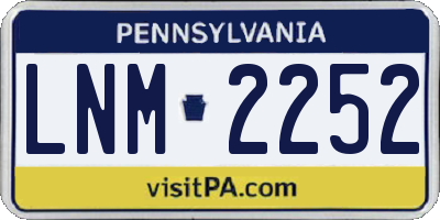 PA license plate LNM2252