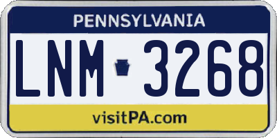 PA license plate LNM3268