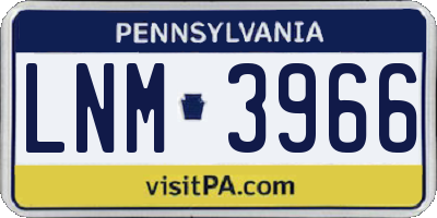 PA license plate LNM3966