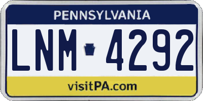 PA license plate LNM4292