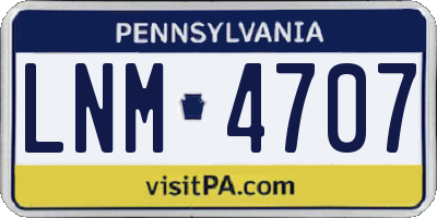 PA license plate LNM4707