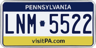PA license plate LNM5522