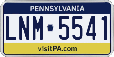 PA license plate LNM5541