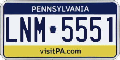 PA license plate LNM5551