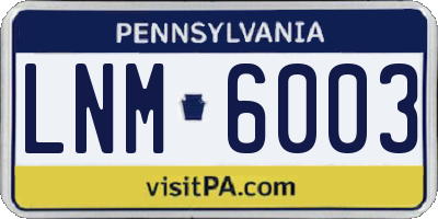 PA license plate LNM6003