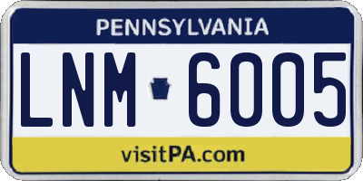 PA license plate LNM6005