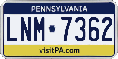 PA license plate LNM7362