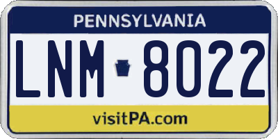 PA license plate LNM8022