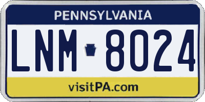 PA license plate LNM8024