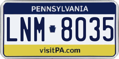 PA license plate LNM8035