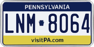 PA license plate LNM8064