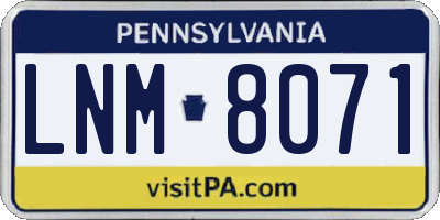 PA license plate LNM8071