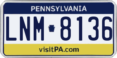 PA license plate LNM8136