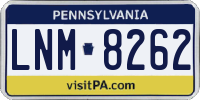 PA license plate LNM8262