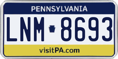 PA license plate LNM8693
