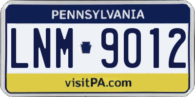 PA license plate LNM9012