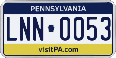 PA license plate LNN0053