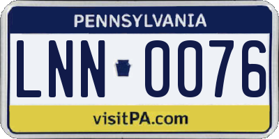 PA license plate LNN0076