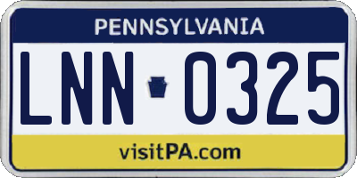 PA license plate LNN0325