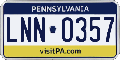 PA license plate LNN0357