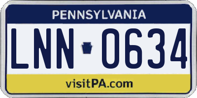 PA license plate LNN0634