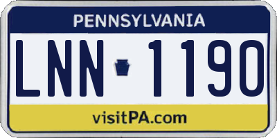PA license plate LNN1190