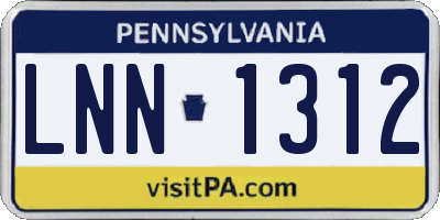 PA license plate LNN1312