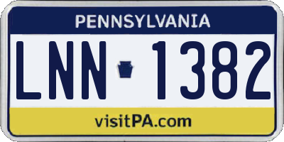 PA license plate LNN1382