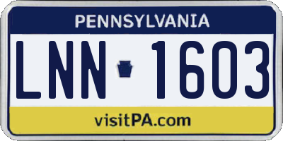 PA license plate LNN1603