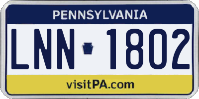 PA license plate LNN1802