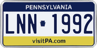 PA license plate LNN1992