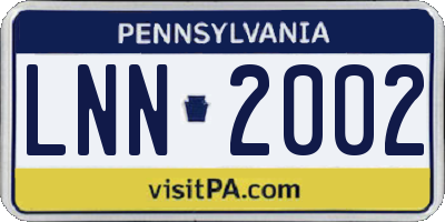 PA license plate LNN2002