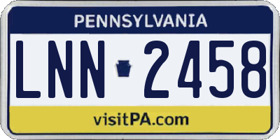 PA license plate LNN2458