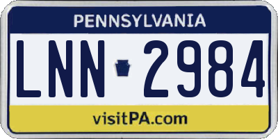 PA license plate LNN2984