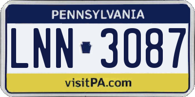 PA license plate LNN3087