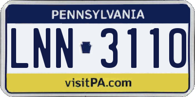 PA license plate LNN3110