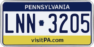 PA license plate LNN3205