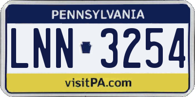 PA license plate LNN3254