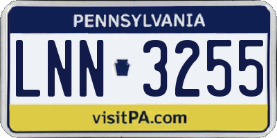 PA license plate LNN3255