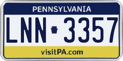 PA license plate LNN3357