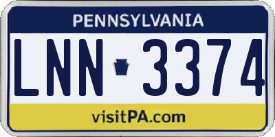 PA license plate LNN3374