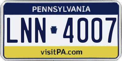 PA license plate LNN4007