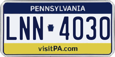 PA license plate LNN4030