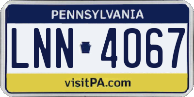 PA license plate LNN4067
