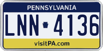 PA license plate LNN4136