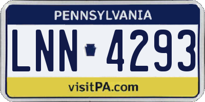 PA license plate LNN4293
